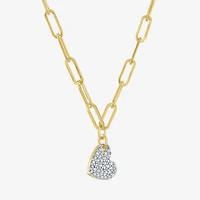 Diamond Addiction (G-H / I1-I2) Womens 1/10 CT. T.W. Lab Grown White Diamond 14K Gold Over Silver Heart 18 Inch Pendant Necklace