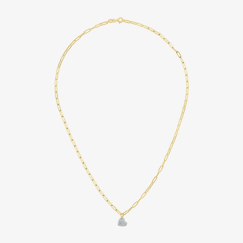 Diamond Addiction (G-H / I1-I2) Womens 1/10 CT. T.W. Lab Grown White Diamond 14K Gold Over Silver Heart 18 Inch Pendant Necklace