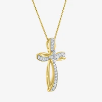 Diamond Blossom (G-H / I1-I2) Womens 1/4 CT. T.W. Lab Grown White Diamond 14K Gold Over Silver Sterling Silver Cross 16 Inch Pendant Necklace