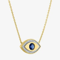Diamond Addiction Womens 1/10 CT. T.W. Lab Created Blue Sapphire 14K Gold Over Silver Evil Eye 18 Inch Pendant Necklace