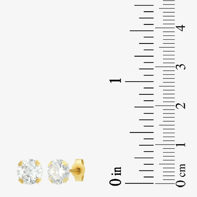 Womens Cubic Zirconia 14K Gold Round 3 Pair Earring Set