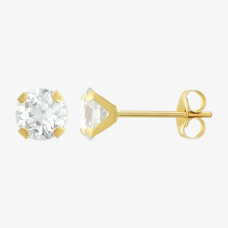 Womens Cubic Zirconia 14K Gold Round 3 Pair Earring Set