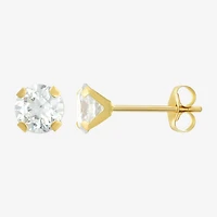 Womens Cubic Zirconia 14K Gold Round 3 Pair Earring Set