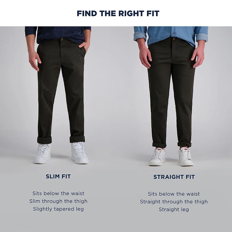 Haggar Life Khaki Mens Comfort Waistband Slim Fit Flat Front Pant