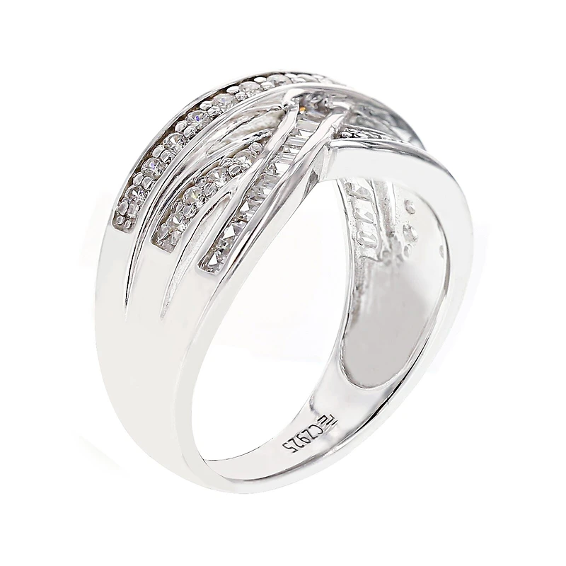 DiamonArt® Cubic Zirconia Sterling Silver Crossover Ring