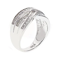 DiamonArt® Cubic Zirconia Sterling Silver Crossover Ring