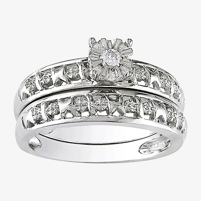 Diamond-Accent Bridal Ring Set Sterling Silver