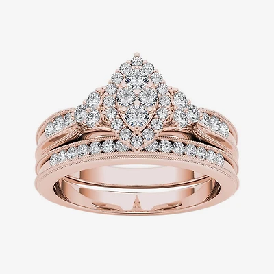 CT.T.W. Natural Diamond 10K Rose Gold Bridal Ring Set
