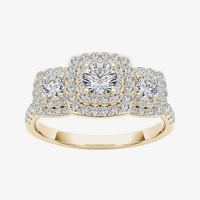 1 CT.T.W. Natural Diamond Halo 10K Yellow Gold Engagement Ring