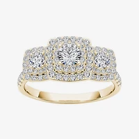 1 CT.T.W. Natural Diamond Halo 10K Yellow Gold Engagement Ring
