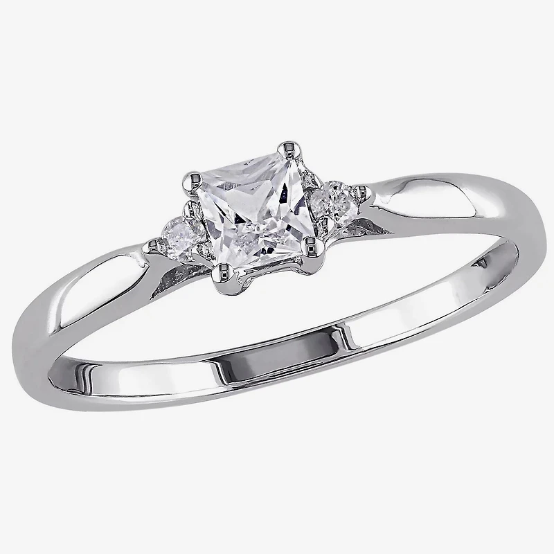 Lab-Created White Sapphire & Diamond-Accent Engagement Ring