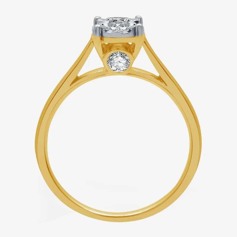 H-I / I1) Womens / CT. Lab Grown White Diamond 10K Gold Round Solitaire Engagement Ring
