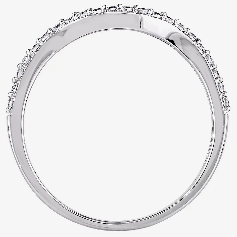Womens 1/4 CT. T.W. Natural White Diamond 14K Gold Curved Wedding Band