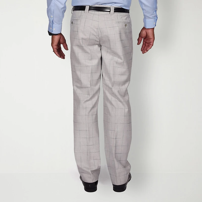 Steve Harvey Mens Classic Fit Windowpane Pleated Front Suit Pant