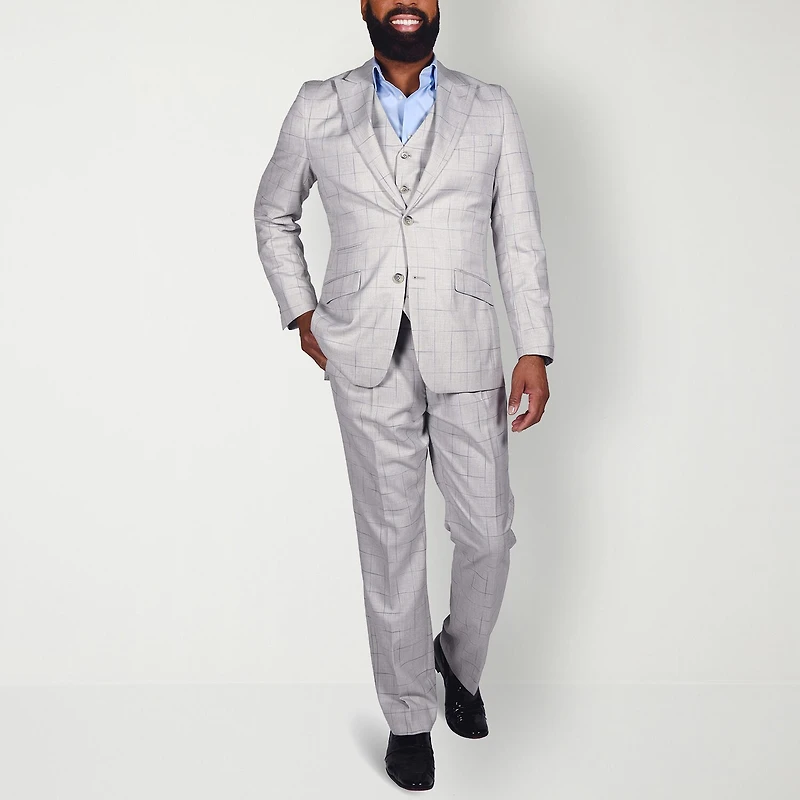 Steve Harvey Mens Classic Fit Windowpane Suit Jacket