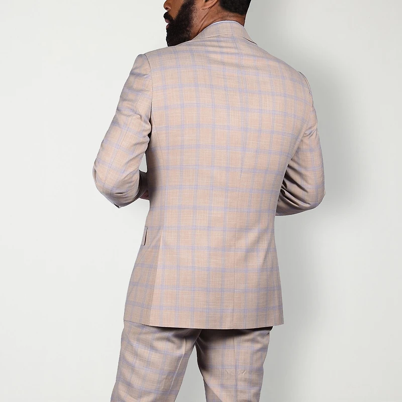 Steve Harvey Mens Stretch Fabric Classic Fit Plaid Suit Jacket