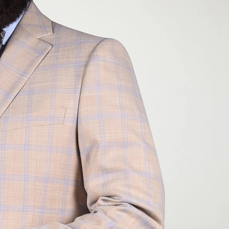Steve Harvey Mens Stretch Fabric Classic Fit Plaid Suit Jacket