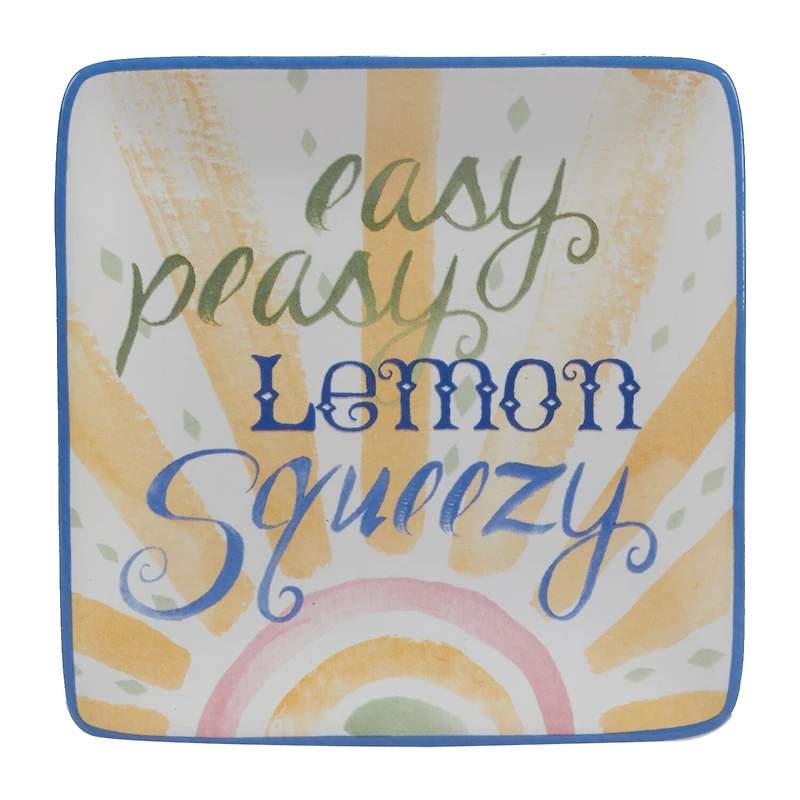 Certified International Lemonade Canape 4-pc. Earthenware Appetizer Plate