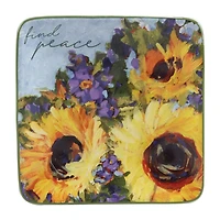 Certified International Sunflower Bouquet Canape 4-pc. Earthenware Appetizer Plate