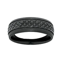 Mens Textured Black Zirconium Wedding Band