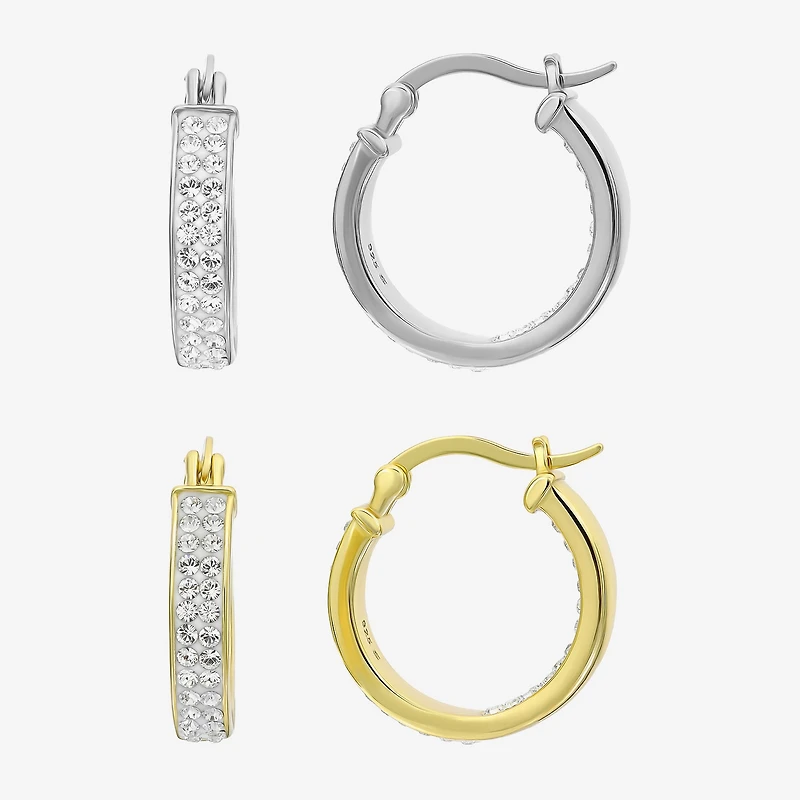 Inside-Out Crystal Hoop Earrings 2-Pair Set
