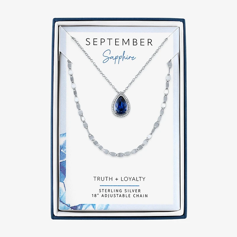 2-pc.Birthstone Necklace Set Sterling Silver