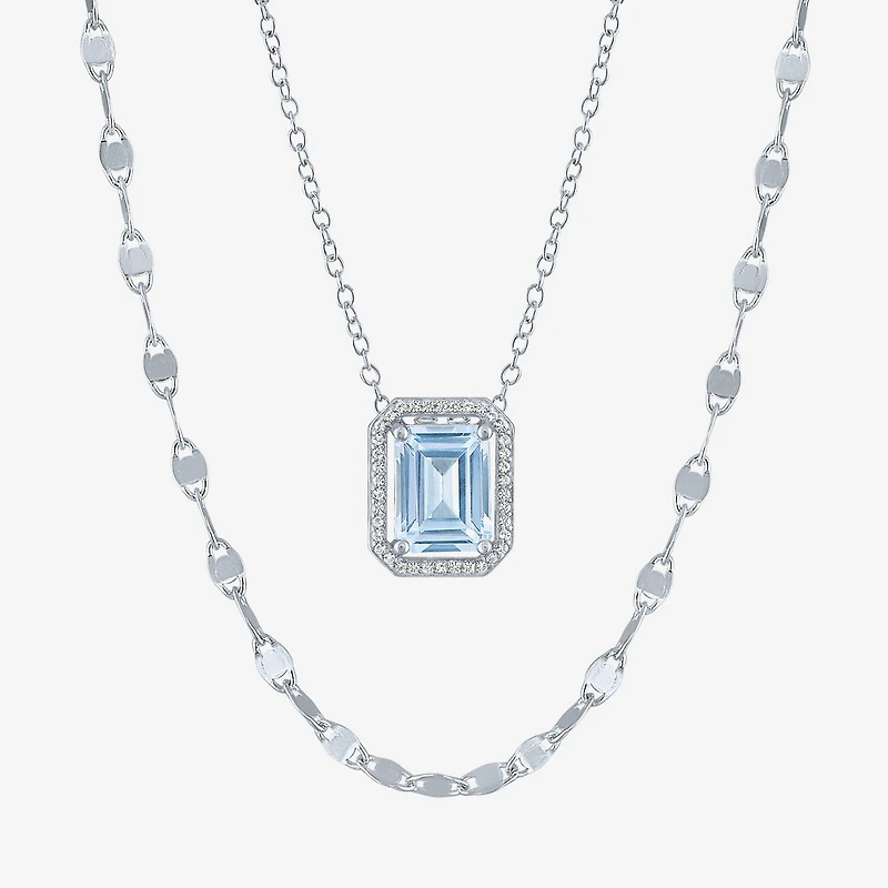 2-pc.Birthstone Necklace Set Sterling Silver