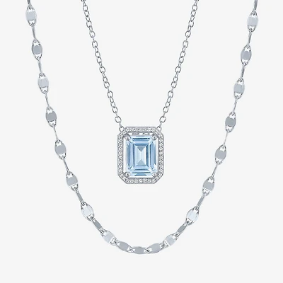 2-pc.Birthstone Necklace Set Sterling Silver