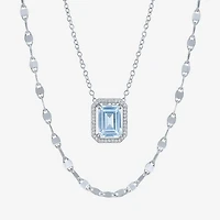 2-pc.Birthstone Necklace Set Sterling Silver