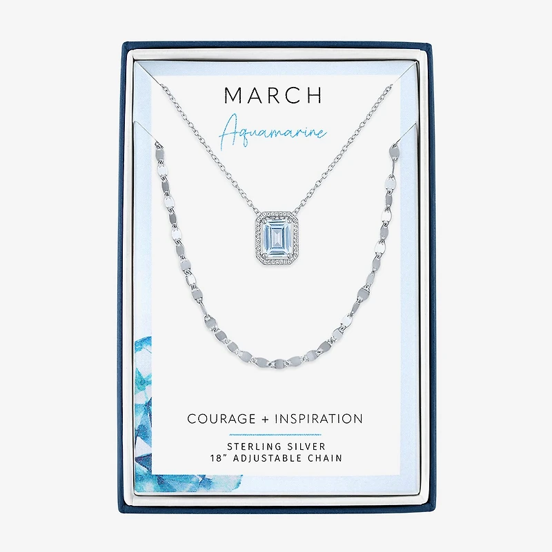 2-pc.Birthstone Necklace Set Sterling Silver