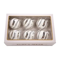 Kurt Adler 80mm Glass White Swirl Ball 6-pc. Christmas Ornament