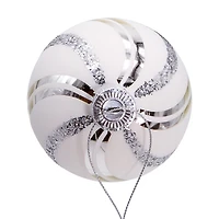 Kurt Adler 80mm Glass White Swirl Ball 6-pc. Christmas Ornament