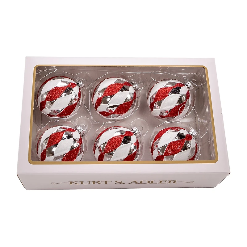 Kurt Adler 80mm Glass Ball 6-pc. Christmas Ornament