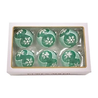Kurt Adler 80mm Glass Teal Snowflake Ball 6-pc. Christmas Ornament