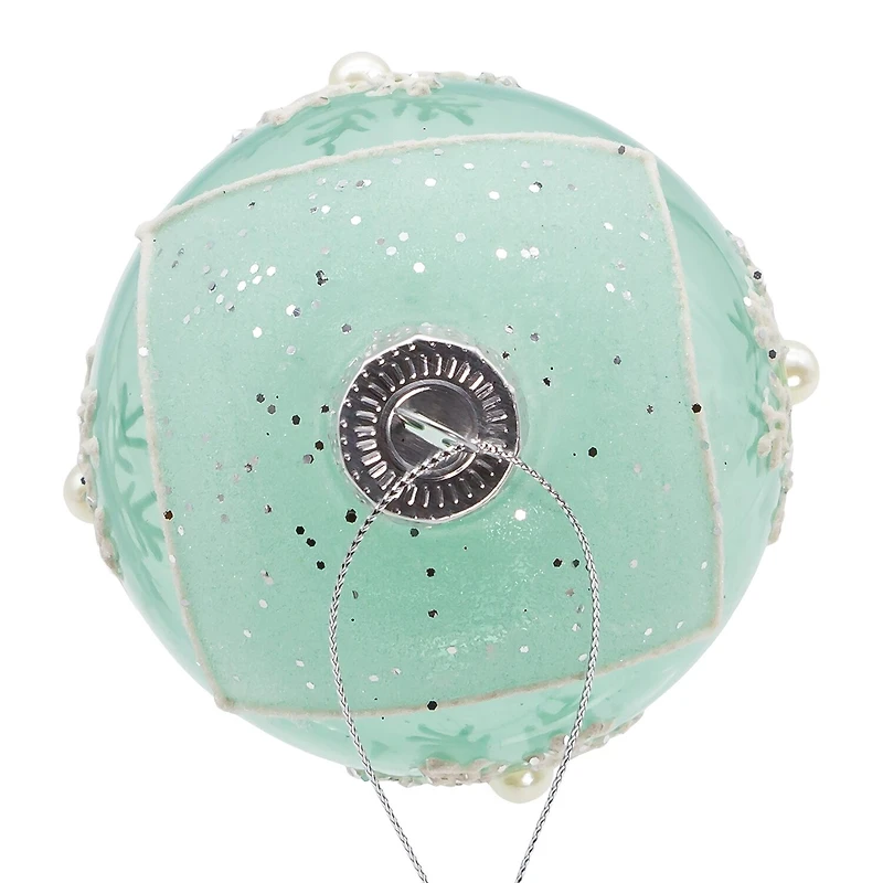 Kurt Adler 80mm Glass Teal Snowflake Ball 6-pc. Christmas Ornament