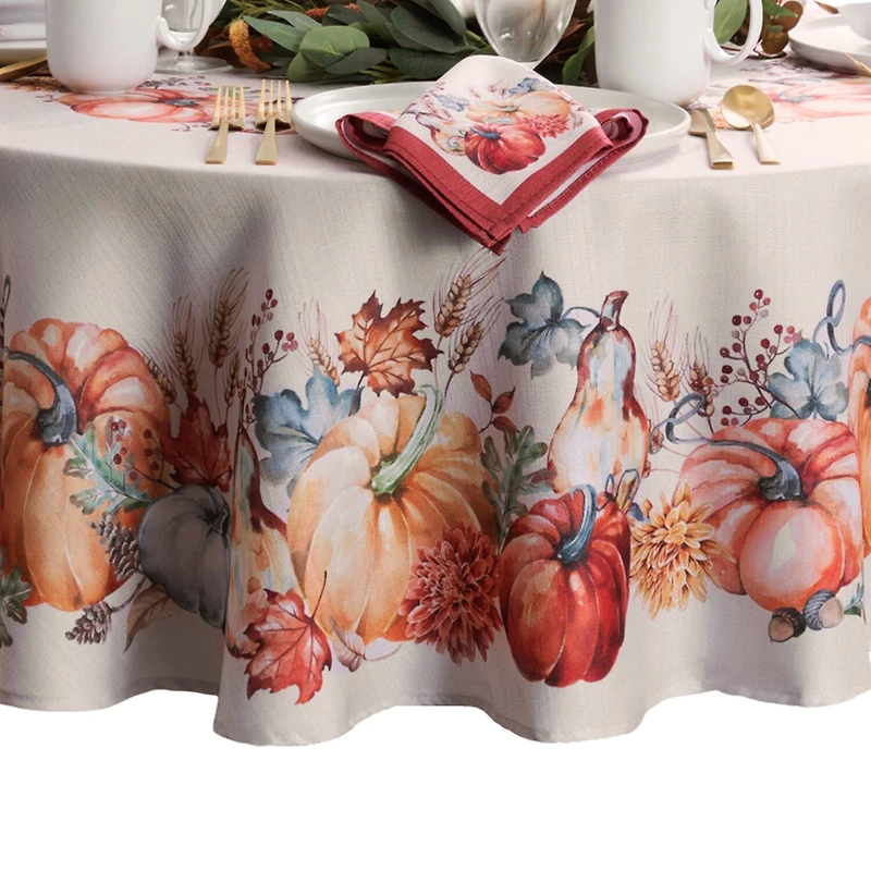 Elrene Home Fashions Botanical Harvest Pumpkin Tablecloth