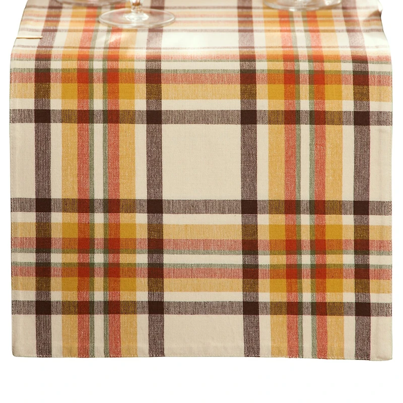 Elrene Home Fashions Harvest Russet Plaid Table Runner