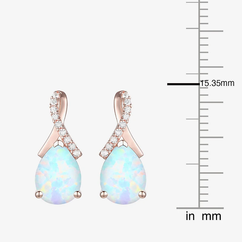Womens Gemstone Sterling Silver or 14K Gold Over 14mm Pear Stud Earrings