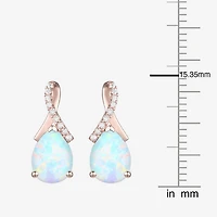 Womens Gemstone Sterling Silver or 14K Gold Over 14mm Pear Stud Earrings