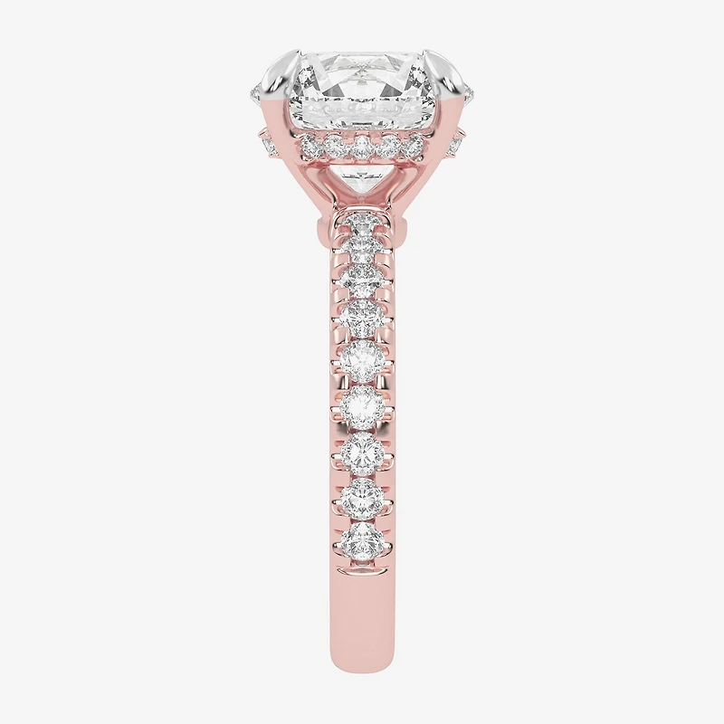 (G-H / Vs2-Si1) Womens 4 1/2 CT. T.W. Lab Grown White Diamond 14K Gold Round Side Stone Engagement Ring