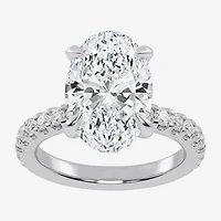 (G-H / Vs2-Si1) Womens 4 1/2 CT. T.W. Lab Grown White Diamond 14K Gold Oval Side Stone Engagement Ring