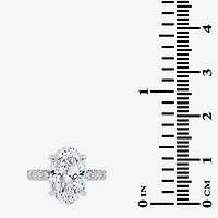(G-H / Vs2-Si1) Womens 4 1/2 CT. T.W. Lab Grown White Diamond 14K Gold Oval Side Stone Engagement Ring