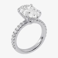 (G-H / Vs2-Si1) Womens 4 1/2 CT. T.W. Lab Grown White Diamond 14K Gold Oval Side Stone Engagement Ring