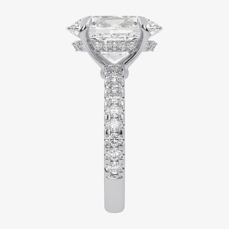 (G-H / Vs2-Si1) Womens 4 1/2 CT. T.W. Lab Grown White Diamond 14K Gold Oval Side Stone Engagement Ring