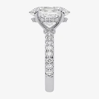 (G-H / Vs2-Si1) Womens 4 1/2 CT. T.W. Lab Grown White Diamond 14K Gold Oval Side Stone Engagement Ring