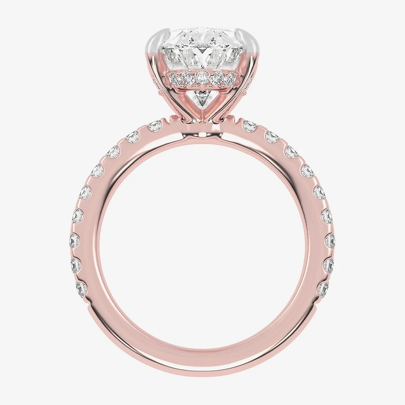 (G-H / Vs2-Si1) Womens 4 1/2 CT. T.W. Lab Grown White Diamond 14K Gold Oval Side Stone Engagement Ring