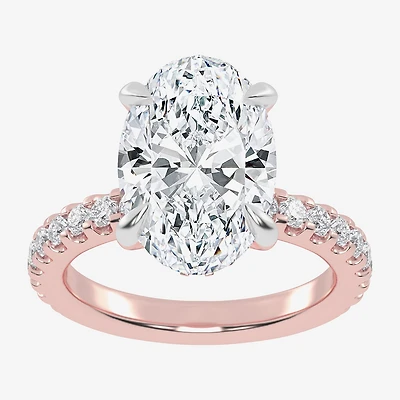 G-H / Vs2-Si1) Womens 1/ Ct. T.W. Lab Grown White Diamond 14K Gold Oval Side Stone Engagement Ring