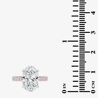 (G-H / Vs2-Si1) Womens 4 1/2 CT. T.W. Lab Grown White Diamond 14K Gold Oval Side Stone Engagement Ring