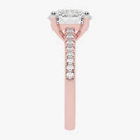 G-H / Vs2-Si1) Womens 1/ CT. T.W. Lab Grown White Diamond 14K Gold Round Side Stone Engagement Ring