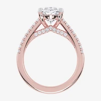 (G-H / Vs2-Si1) Womens 3 1/3 Ct. T.W. Lab Grown White Diamond 14K Gold Oval Side Stone Engagement Ring